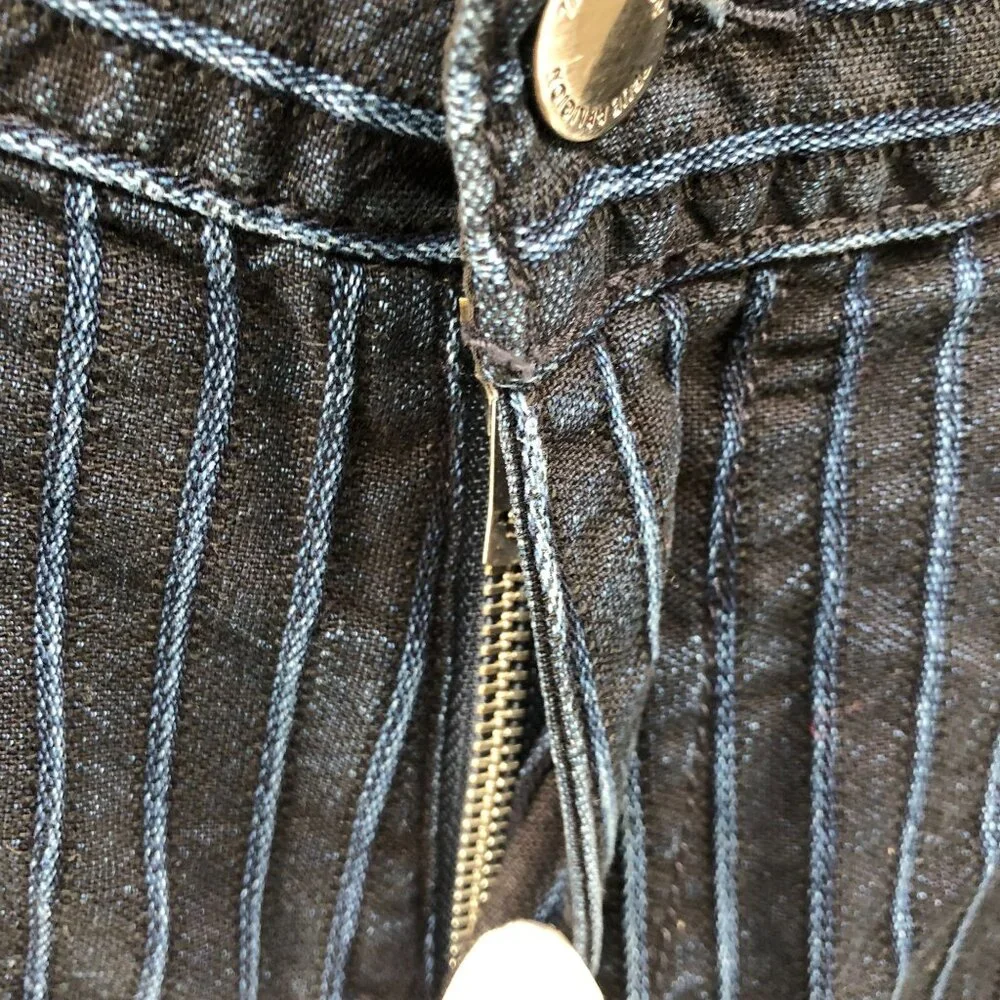 True Religion Devin‎ Cropped Trouser Jeans Mens 32 Blue Striped Dark Wash